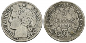 France. 3rd. Republic (1871-1940). Ar 2 Francs, 1871 - K.