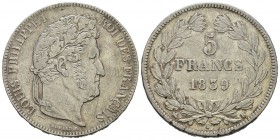 France. LOUIS-PHILIPPE, 5 FRANCS, 1839. AR