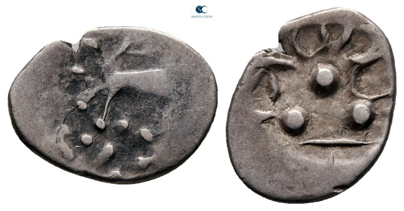 Central Europe. Vindelici 100-30 BC. 
1/2 Quinarius AR

14 mm, 0,80 g



...