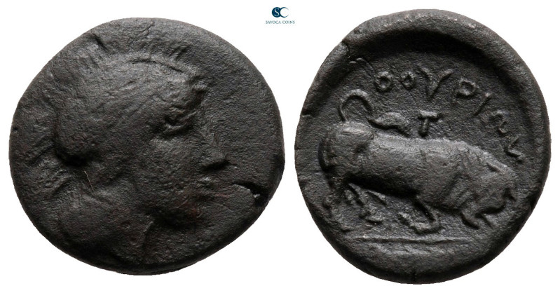 Lucania. Thourioi circa 435-405 BC. 
Bronze Æ

15 mm, 2,78 g



very fine...