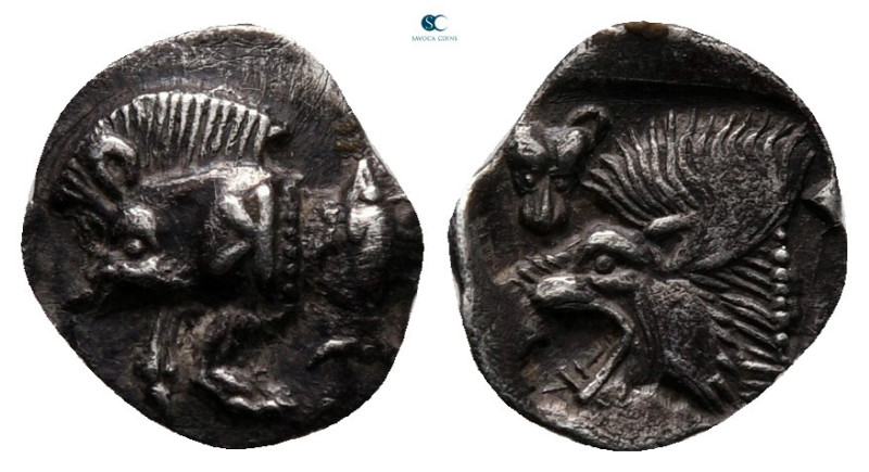 Mysia. Kyzikos circa 525-475 BC. 
Hemiobol AR

10 mm, 0,39 g



very fine