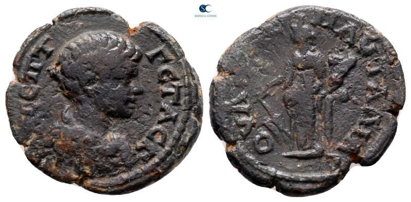 Thrace. Pautalia. Geta AD 198-211. 
Bronze Æ

19 mm, 3,58 g



very fine