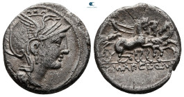 Appius Claudius Pulcher, T. Manlius Mancius, and Q. Urbinius 111-110 BC. Rome. Denarius AR