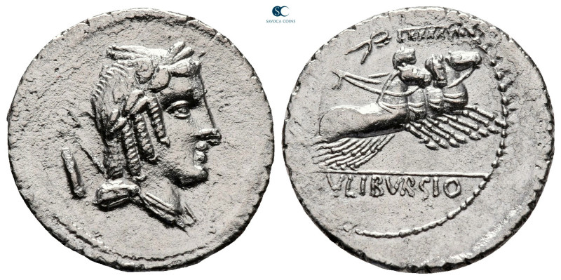 L. Julius Bursio 85 BC. Rome
Denarius AR

20 mm, 3,55 g



very fine