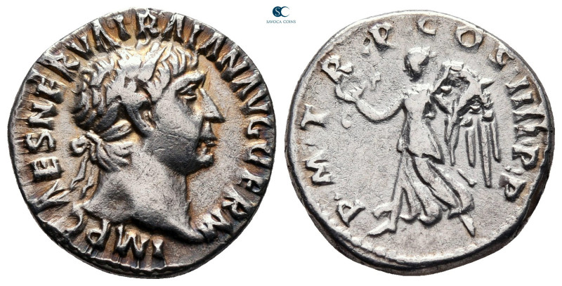 Trajan AD 98-117. Rome
Denarius AR

18 mm, 3,24 g



good very fine