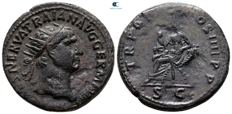 Trajan AD 98-117. Rome
Dupondius Æ

28 mm, 12,49 g



very fine