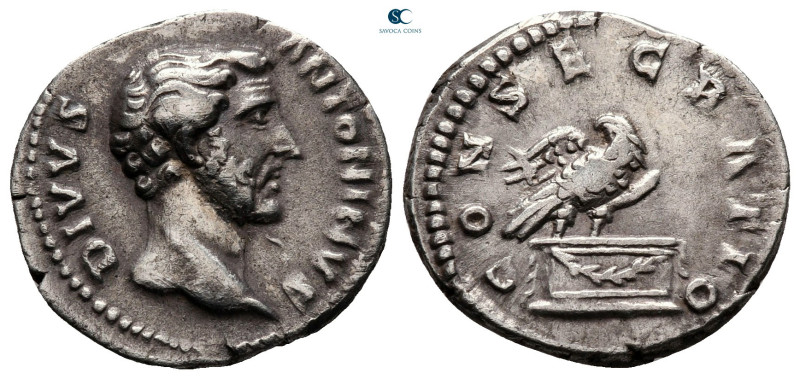Divus Antoninus Pius AD 161. Rome
Denarius AR

18 mm, 3,40 g



very fine