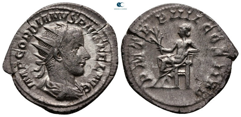 Gordian III AD 238-244. Rome
Antoninianus AR

24 mm, 3,56 g



very fine