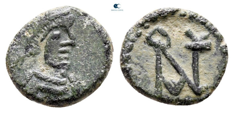 Anastasius I AD 491-518. Uncertain mint
Nummus Æ

9 mm, 0,62 g



very fi...