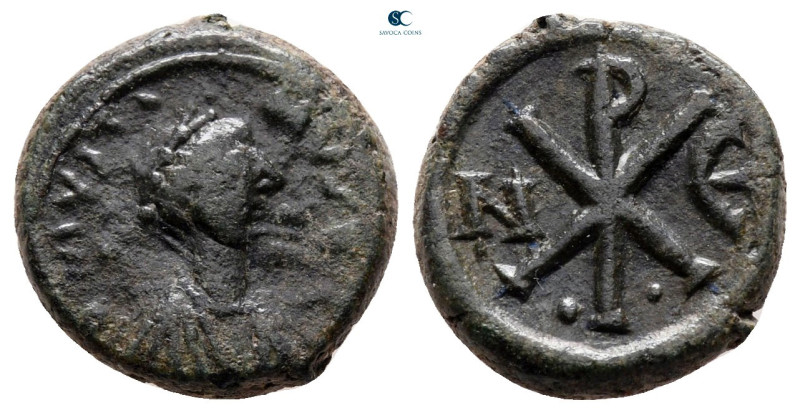 Justin I AD 518-527. Nikomedia
Pentanummium Æ

15 mm, 2,62 g



very fine...