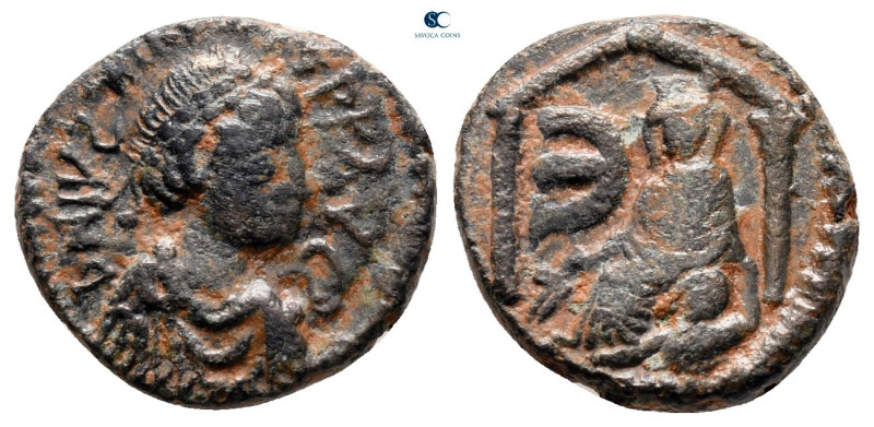 Justin I AD 518-527. Theoupolis (Antioch)
Pentanummium Æ

14 mm, 2,07 g


...