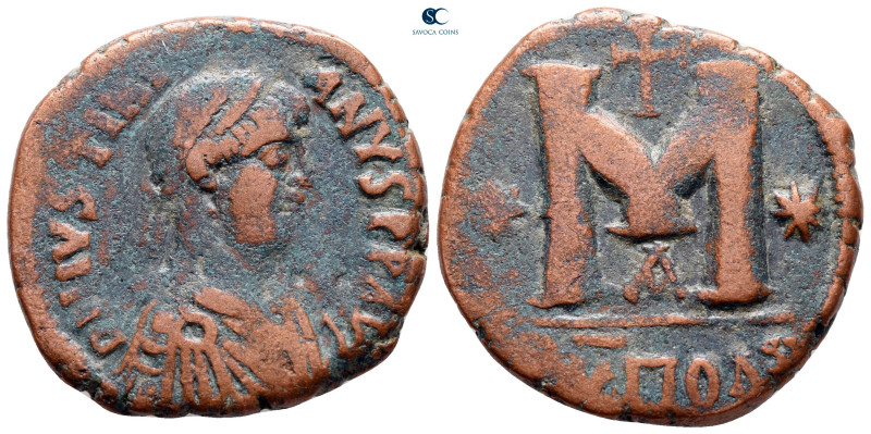 Justinian I AD 527-565. Antioch
Follis Æ

30 mm, 13,93 g



very fine