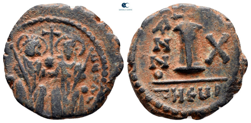 Justin II and Sophia AD 565-578. Theoupolis (Antioch)
Decanummium Æ

18 mm, 2...