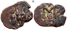 Heraclius, with Martina and Heraclius Constantine AD 610-641. Byzantine. Follis Æ