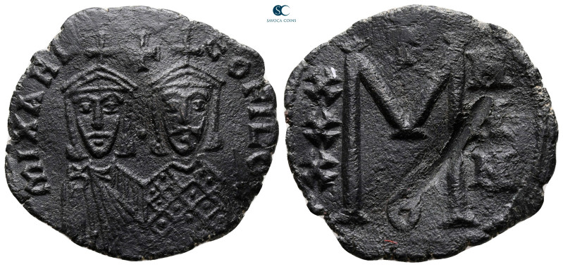 Michael II with Theophilus AD 820-829. Constantinople
Follis or 40 Nummi Æ

3...