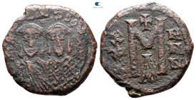 Michael II with Theophilus AD 820-829. Constantinople. Follis or 40 Nummi Æ