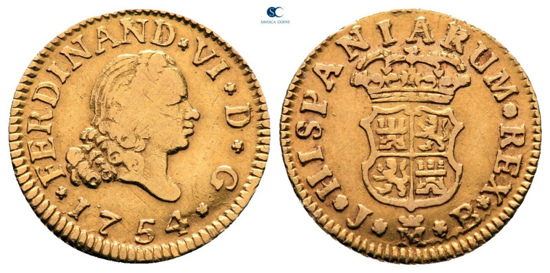 Spain. Madrid. Ferdinand VI AD 1746-1759.
1/2 Escudo AV

15 mm, 1,74 g


...