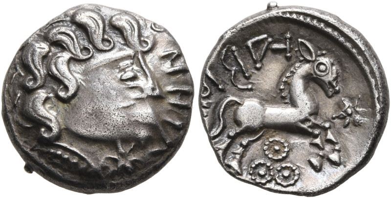 NORTHEAST GAUL. Suessiones. Circa 100-50 BC. Quinarius (Silver, 14 mm, 2.45 g, 5...