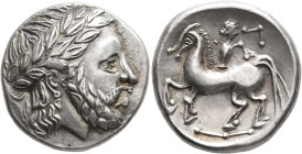 CARPATHIAN REGION. Uncertain tribe. Circa 2nd century BC. Tetradrachm (Silver, 24 mm, 13.77 g, 12 h), 'Tulghieș-Mireșu Mare' type, imitating Philip II...