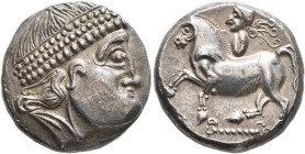 MIDDLE DANUBE. Uncertain tribe. 2nd century BC. Tetradrachm (Silver, 20 mm, 12.48 g, 12 h), 'Kroisbach mit Reiterstumpf' type. Mint in Burgenland or w...