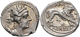 GAUL. Massalia. Circa 150-130 BC. Drachm (Silver, 16 mm, 2.72 g, 6 h). Draped bust of Artemis to right, wearing stephane, pendant earring and pearl ne...