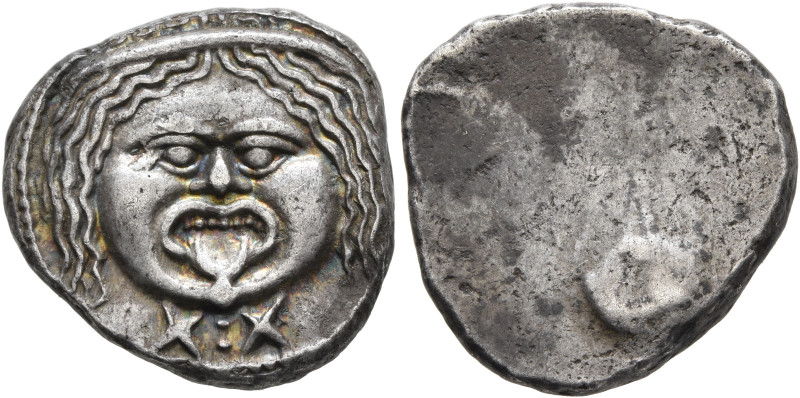 ETRURIA. Populonia. Circa 300-250 BC. 20 Asses (Silver, 21 mm, 7.91 g). Diademed...