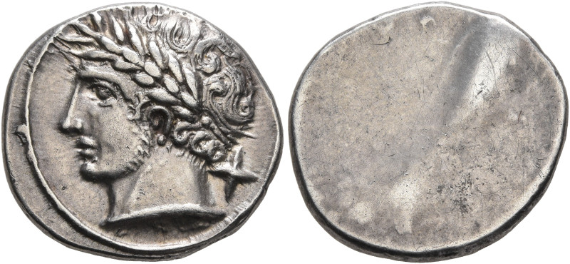ETRURIA. Populonia. Circa 300-250 BC. 10 Asses (Silver, 18 mm, 4.22 g). Laureate...