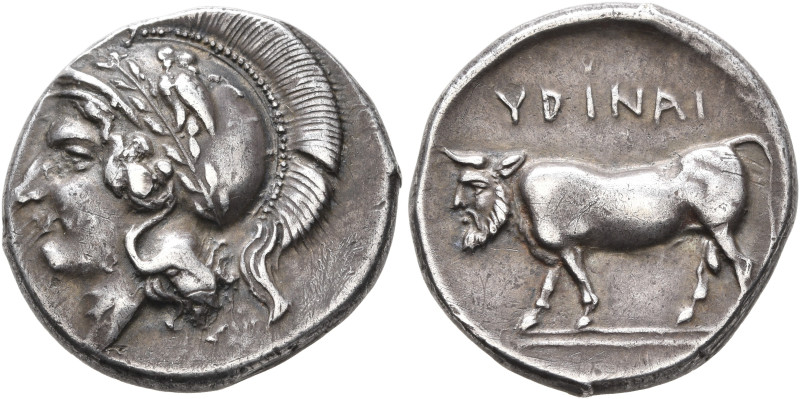 CAMPANIA. Hyria. Circa 405-400 BC. Didrachm or Nomos (Silver, 20 mm, 7.09 g, 2 h...