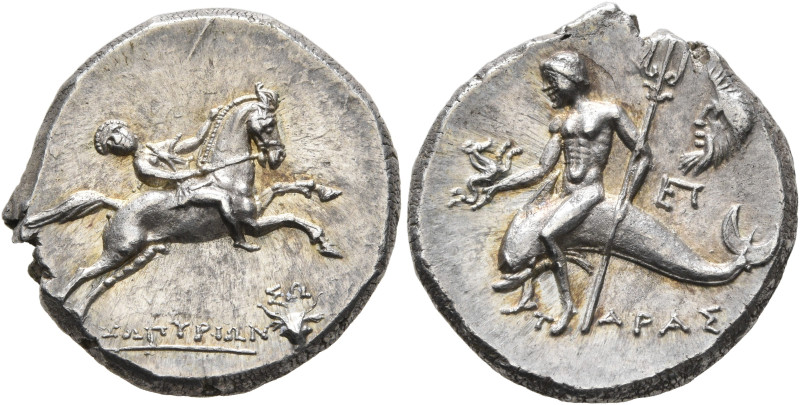 CALABRIA. Tarentum. Circa 240-228 BC. Didrachm or Nomos (Silver, 19 mm, 6.55 g, ...