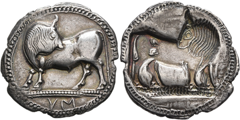 LUCANIA. Sybaris. Circa 550-510 BC. Stater (Silver, 30 mm, 7.88 g, 12 h). YM Bul...