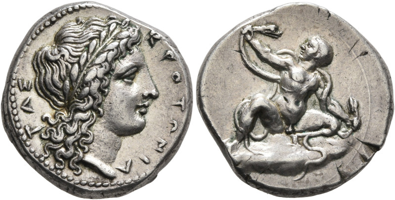 BRUTTIUM. Kroton. Circa 350-300 BC. Didrachm or Nomos (Silver, 20 mm, 7.74 g, 3 ...