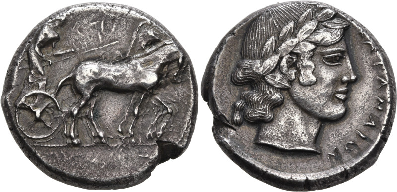 SICILY. Katane. Circa 450-435 BC. Tetradrachm (Silver, 25 mm, 17.29 g, 10 h). Ch...