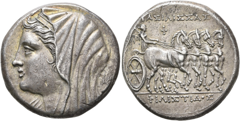 SICILY. Syracuse. Philistis, wife of Hieron II, 275-215 BC. 16 Litrai or Tetradr...