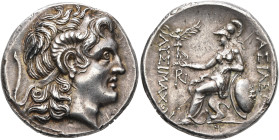 KINGS OF THRACE. Lysimachos, 305-281 BC. Tetradrachm (Silver, 29 mm, 17.11 g, 12 h), struck under Skostokos, uncertain mint in inland Thrace, circa 28...