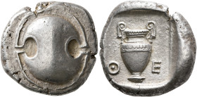 BOEOTIA. Thebes. Circa 425-400 BC. Stater (Silver, 22 mm, 12.08 g). Boeotian shield. Rev. Θ-Ε Amphora; all within incuse square. BCD Boiotia 387. BMC ...