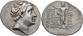 KINGS OF BITHYNIA. Nikomedes IV Philopator, 94-74 BC. Tetradrachm (Silver, 39 mm, 15.27 g, 12 h), BE 215 = 83/2. Diademed head of Nikomedes IV to righ...