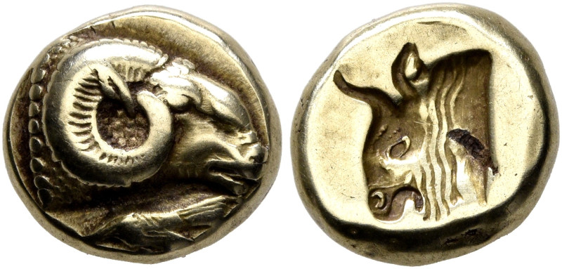 LESBOS. Mytilene. Circa 521-478 BC. Hekte (Electrum, 10 mm, 2.60 g, 6 h). Head o...