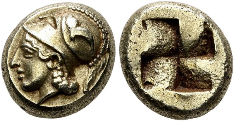 IONIA. Phokaia. Circa 387-326 BC. Hekte (Electrum, 10 mm, 2.55 g). Head of Athen...
