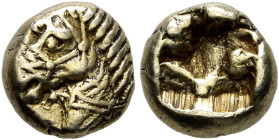 IONIA. Uncertain. Circa 600-550 BC. Hemihekte – 1/12 Stater (Electrum, 7 mm, 1.19 g), Lydo-Milesian standard. Head of a horse to left, wearing bridle....