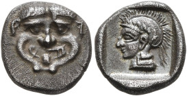 PISIDIA. Selge. Circa 370-350 BC. Obol (Silver, 10 mm, 1.06 g, 12 h). Facing gorgoneion with protruding tongue. Rev. Head of Athena to left, wearing c...