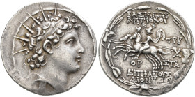 SELEUKID KINGS OF SYRIA. Antiochos VI Dionysos, 144-142 BC. Tetradrachm (Silver, 31 mm, 16.71 g, 1 h), Antiochia on the Orontes, SE 170 = 143/2. Radia...