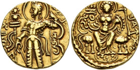 INDIA, Gupta Empire. First Dynasty. Chandragupta I, circa 320-335. Dinar (Gold, 19 mm, 7.90 g, 12 h). DEVA SRI MAHARAJADHIRAJA SRI CHANDRAGUPTAH ('Dev...