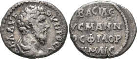MESOPOTAMIA. Edessa. Lucius Verus, 161-169. Drachm (Silver, 18 mm, 3.67 g, 6 h), with Ma'nu VIII Philoromaios (139-163 and 165-179), 165-169. Α Κ Λ ΑV...