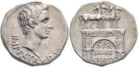 Augustus, 27 BC-AD 14. Cistophorus (Silver, 24 mm, 11.70 g, 12 h), Pergamum, 19-18 BC. IMP•IX•TR•PO•V Bare head of Augustus to right. Rev. IMP•IX•TR•P...