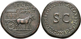 Julia Augusta (Livia), Augusta, 14-29. Sestertius (Orichalcum, 36 mm, 26.77 g, 4 h), Rome, struck under Tiberius, 22-23. S•P•Q•R / IVLIAE / AVGVST Orn...