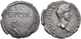 Civil Wars, 68-69. Forces of Galba in Spain. In the name of Augustus, 27 BC-AD 14. Denarius (Silver, 17 mm, 2.76 g, 7 h), uncertain mint in Spain. Gro...