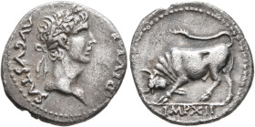 Civil Wars, 68-69. Forces of Galba in Spain. In the name of Augustus, 27 BC-AD 14. Denarius (Silver, 17 mm, 3.15 g, 6 h), uncertain mint in Spain. Gro...