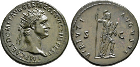 Domitian, 81-96. Dupondius (Orichalcum, 28 mm, 12.87 g, 5 h), Rome, 92-94. IMP CAES DOMIT AVG GERM COS XVI CENS PER P P Radiate head of Domitian to ri...