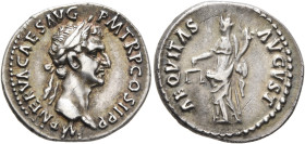 Nerva, 96-98. Denarius (Silver, 19 mm, 3.55 g, 6 h), Rome, 18 September-circa mid October 96. IMP NERVA CAES AVG P M TR P COS II P P Laureate head of ...