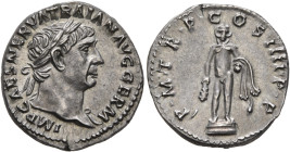 Trajan, 98-117. Denarius (Silver, 18 mm, 3.48 g, 6 h), Rome, 101-102. IMP CAES NERVA TRAIAN AVG GERM Laureate bust of Trajan to right, with slight dra...